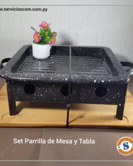 Set parrilla de mesa y tabla